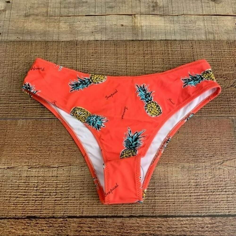 Cupshe womens coral pink pineapple bikini swimsuit bottom - S